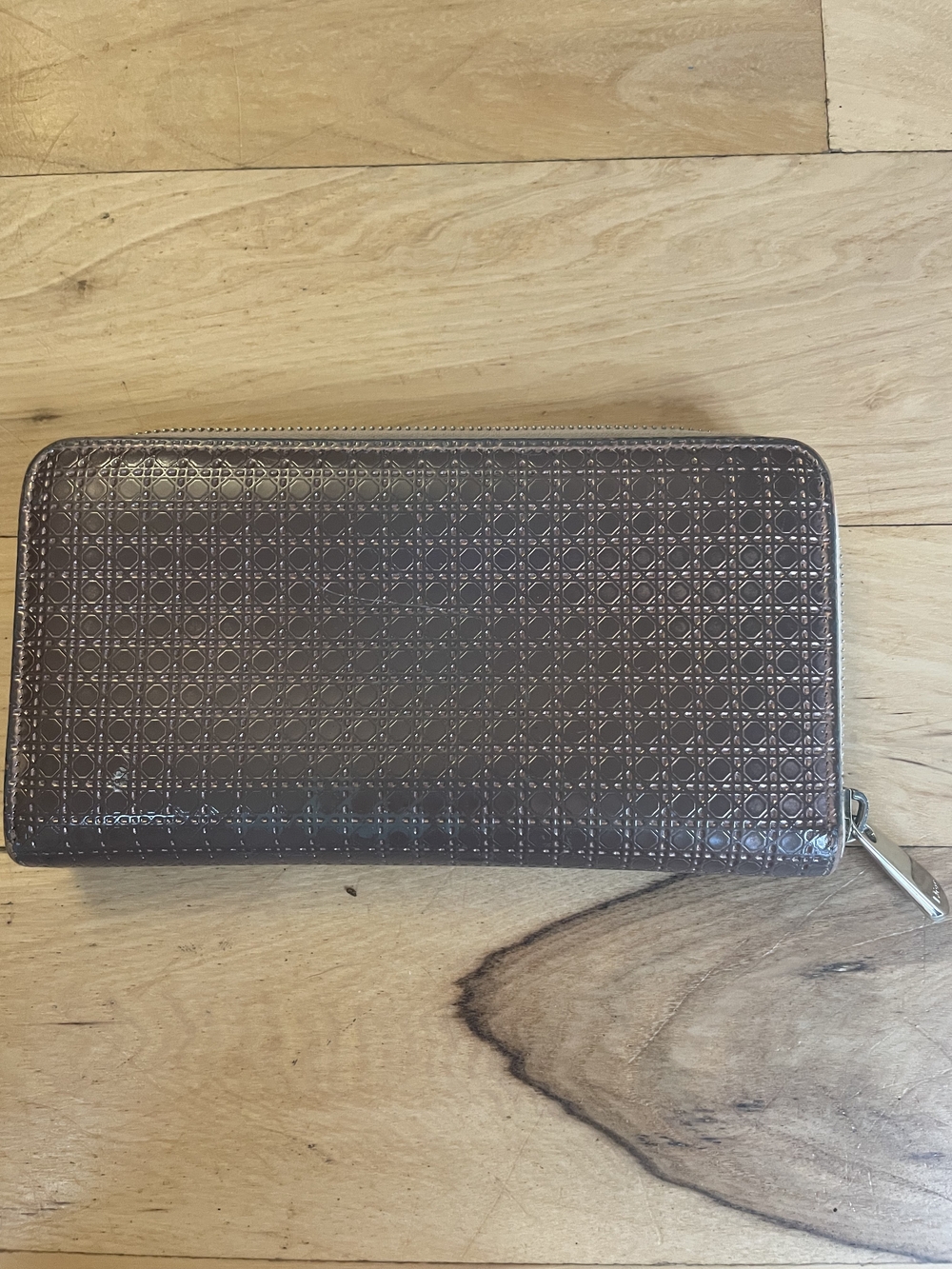 Christian Dior Diorissimo Embossed Zip Around Continental Wallet Brown